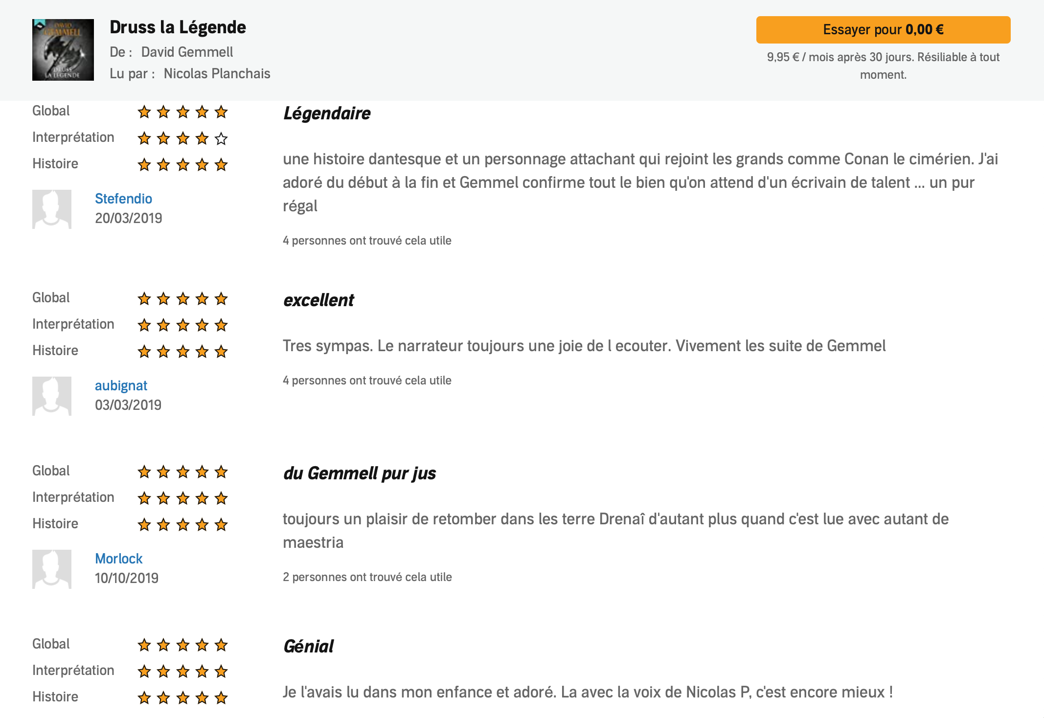 Image Témoignages Druss la Légende